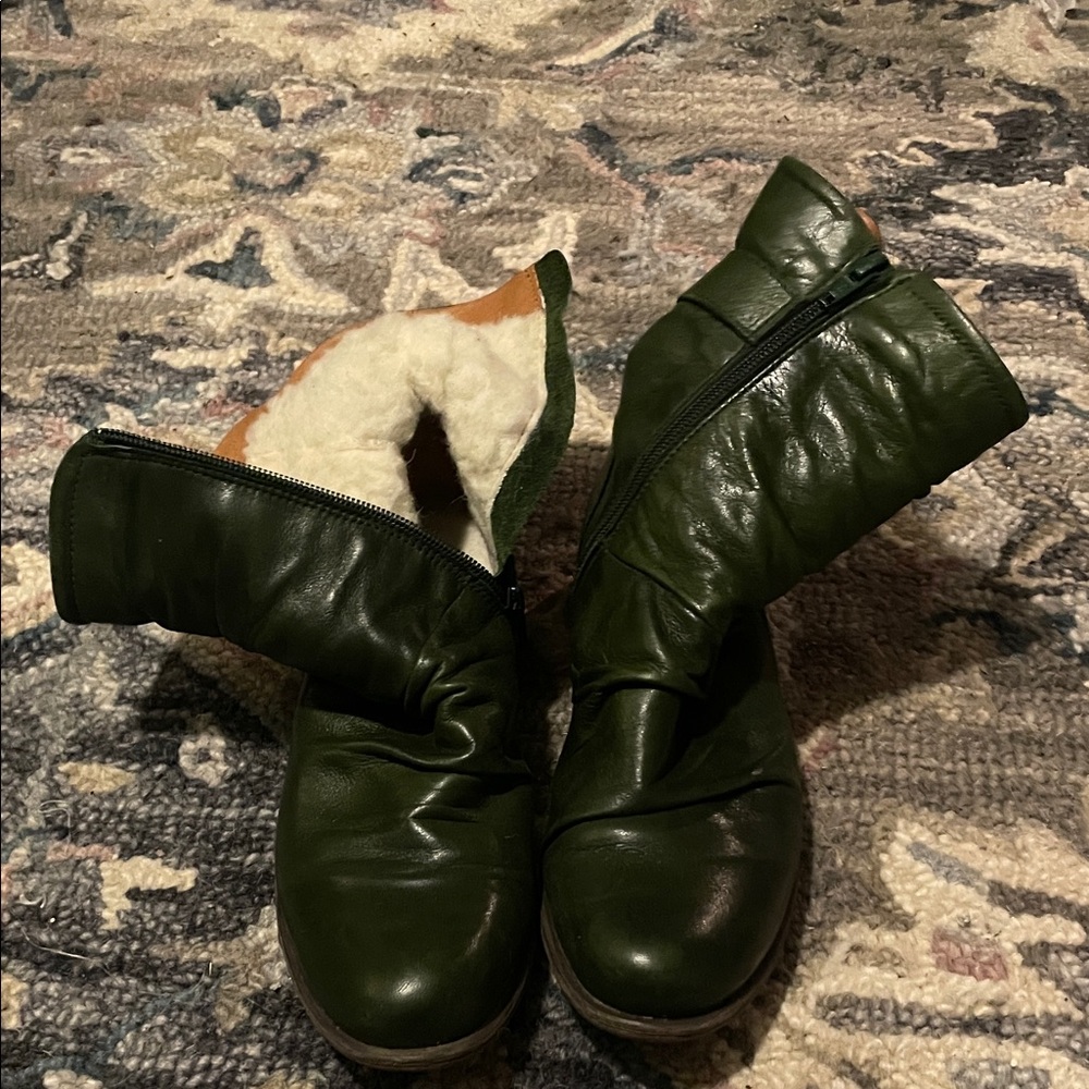 Green Leather Women's Boots